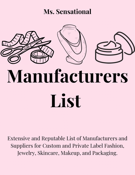 Supply, Manufacturer, and Vendor List